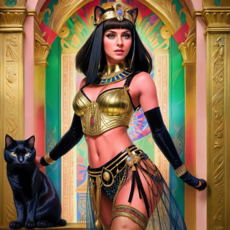 mujer arafed disfrazada con un gato y una ventana, apuesta, diosa gata egipcia, hermosa cleopatra, egipcio princess, cleopatra, ...