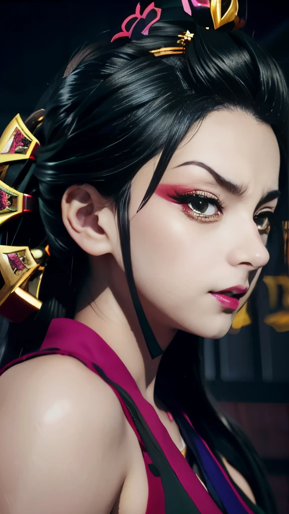 personnage d&#39;anime aux yeux verts et aux cheveux noirs avec une couronne en or, portrait d&#39;onmyoji, capture d&#39;écran du film d&#39;animation, toujours de l&#39;anime, art détaillé d&#39;onmyoji, zhongli de genshin impact, Nezuko, Maya Fey de Ace Attorney, style artistique de tueur de démons, onmyoji, la déesse Héra a l&#39;air en colère, Nezuko-chan