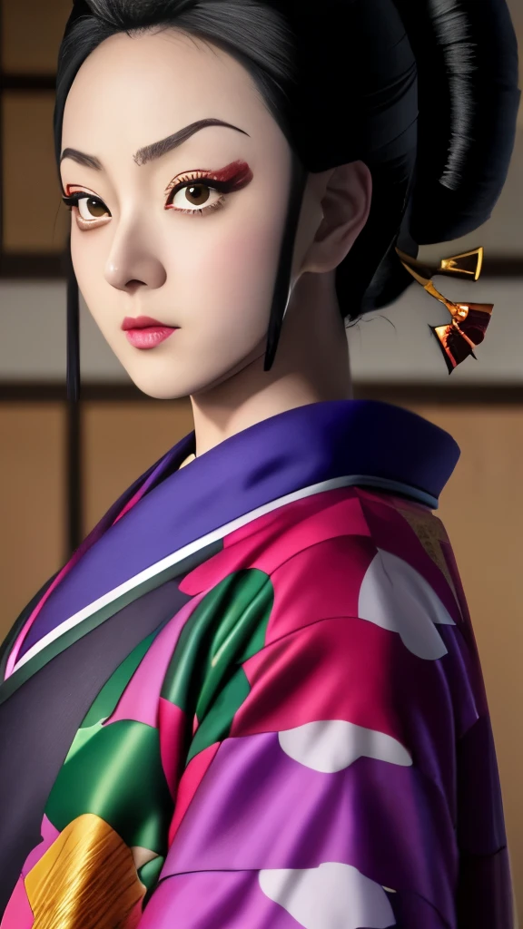 a close up of a person in a kimono outfit, kimetsu no yaiba, in jojo\'s bizarre adventure, screenshot from the anime film, jojo anime style, still from anime, from sengoku period, today's featured anime still, onmyoji portrait, screenshot from guro anime, demon slayer artstyle, shalltear from overlord