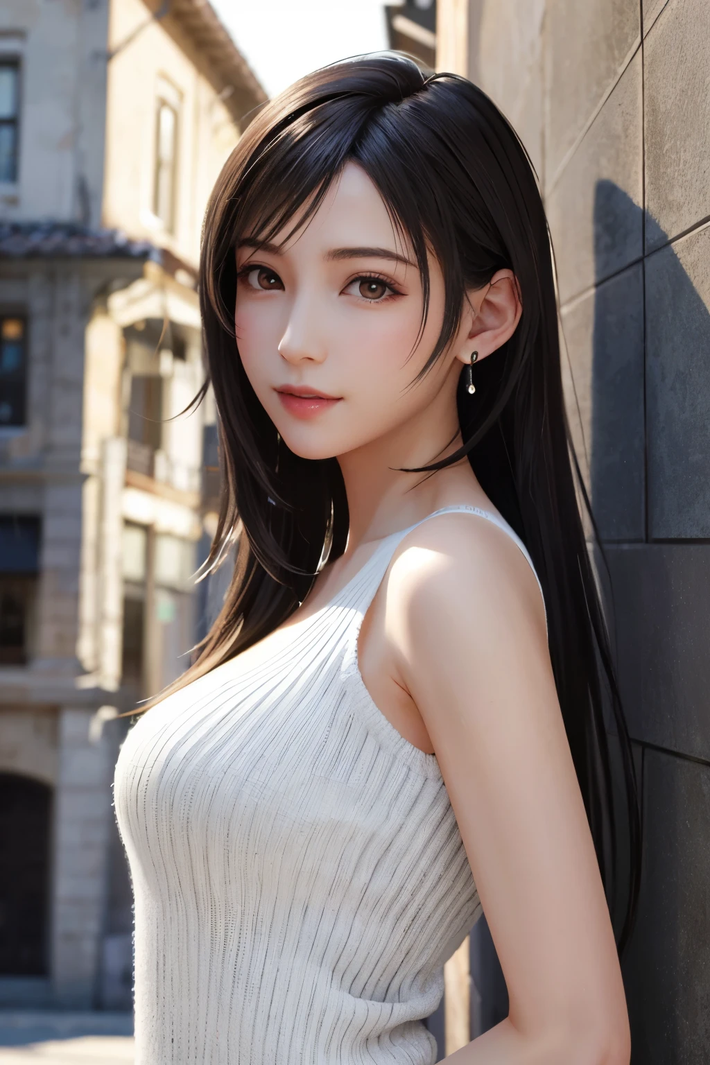 (qualité supérieure, chef-d&#39;œuvre: 1.1), (Réaliste: 1.3), casser (((FF7,Tifa_Lockhart))),visage ultra détaillé, yeux détaillés,(Cheveux châtains noirs, gros seins: 1.2),(Page féminine macanaise imaginative,l&#39;arrière-plan est unique Les Tablettes de Pierre,au lever du soleil),  casser (porter un pull, court_robe,Tissu exquis, Vêtements blancs),habillé,(pas bien) ,(Petit et beau téton dur),(peau grasse et brillante: 1.1), Environ 18 ans, casser ,exciter dans la danse:1.3,sourire,kawaii,(pose cool:1.2),fonds d&#39;écran,ultra haute résolution,Ultra haute qualité,