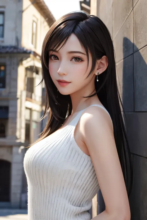 (Top Quality, Masterpiece: 1.1), (Realistic: 1.3), BREAK (((FF7,Tifa_lockhart))),Ultra-detailed face, Detailed eyes,(black Brown...