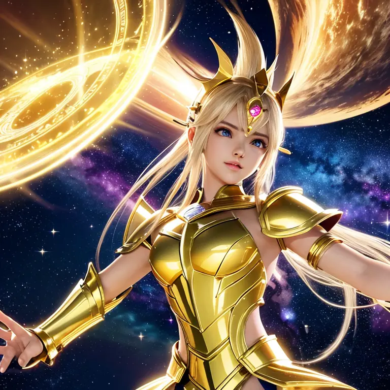 Saint Seiya,gold armour,movie light,Laristic,highly be familiar with,bright, universe, nebula, be familiar with, surreal, Clean ...