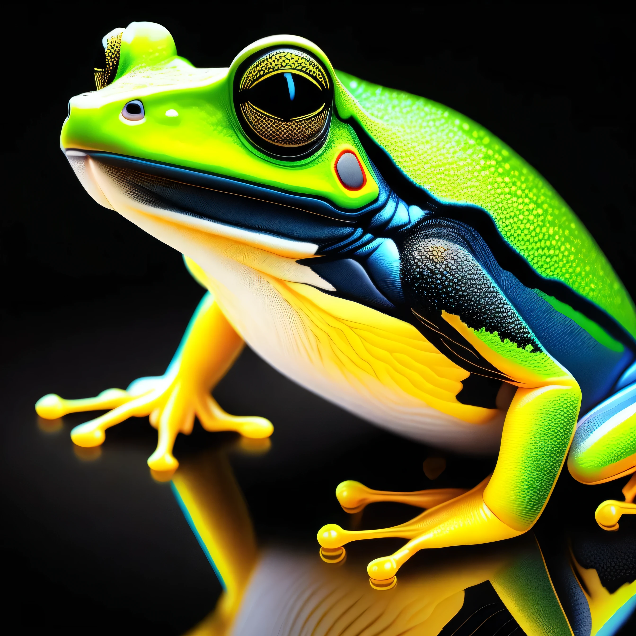 A realistic frog, 1.5 colorful, vibrant, by