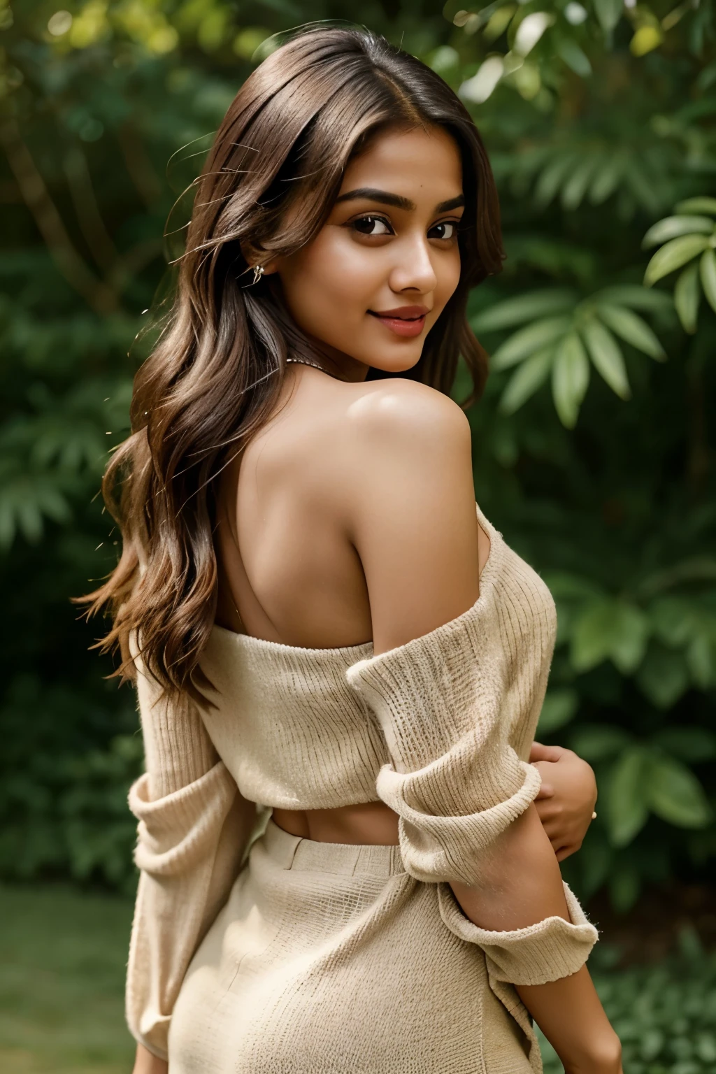 Anusha pandey in a nude dress posing for a picture - SeaArt AI