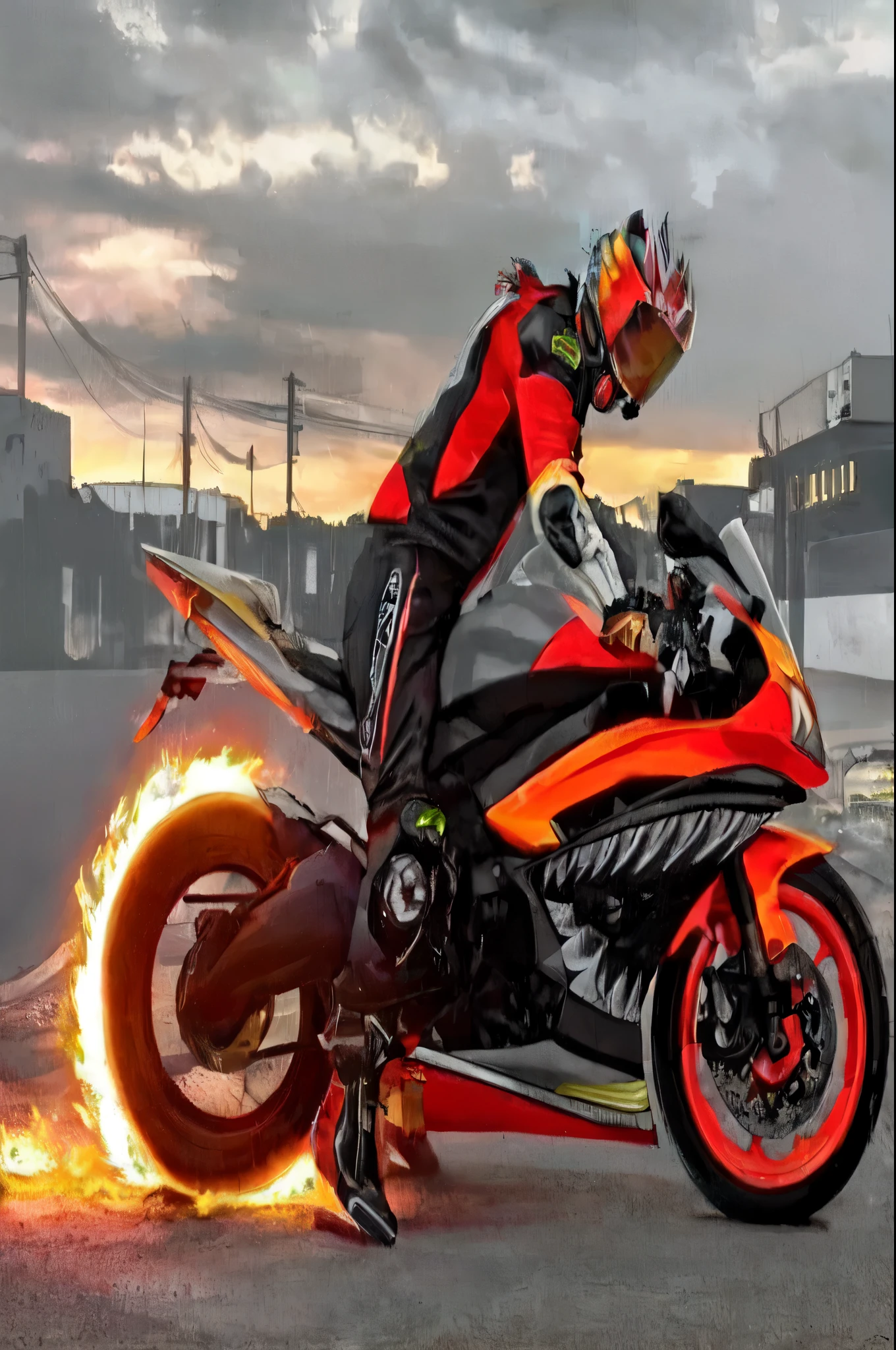 arafed man on a motorcycle with a fire wheel, on fire, fire!! full body, ghost rider, intense flames, firerstorm, cyberpunk flame suit, motorbiker, motorcycle, firey, motorcycles, ❤🔥🍄🌪, flames everywhere, fire reak real life, lots of flames, fire behind him, flame thrower