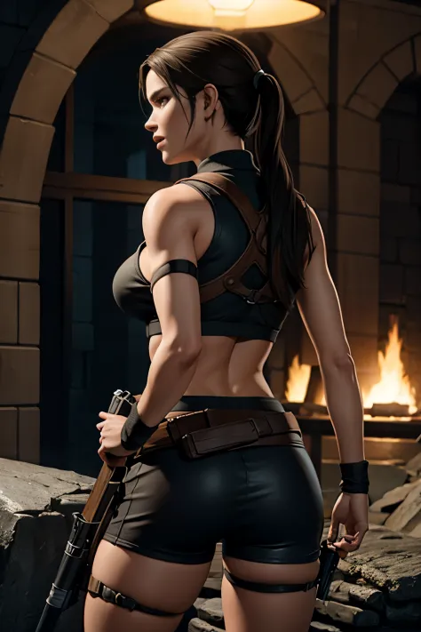 nsfw, lara croft, rise of the tomb raider, (master part, 4k resolution, ultra-realistic, altamente detalhado), (charismatic, men...