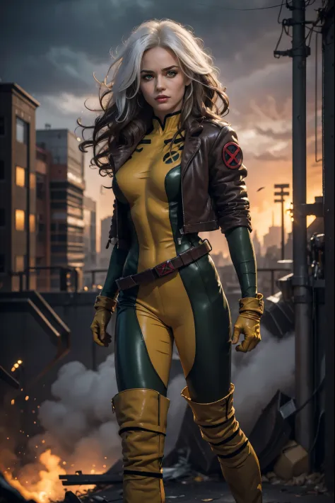 (full body),rogue from the x-men,beautiful detailed eyes,beautiful detailed lips,extremely detailed eyes and face,longeyelashes,...