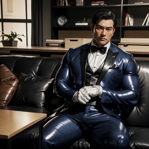 30 years old,daddy,"shiny suit ",Dad sat on sofa,k hd,in the office,"big muscle", gay ,black hair,asia face,masculine,strong man...