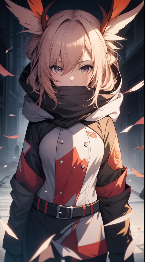 anime girl with a hood and covering her mouth with a scarf, arcueid \(coat\), anime graphic illustration, anime art wallpaper 4k...