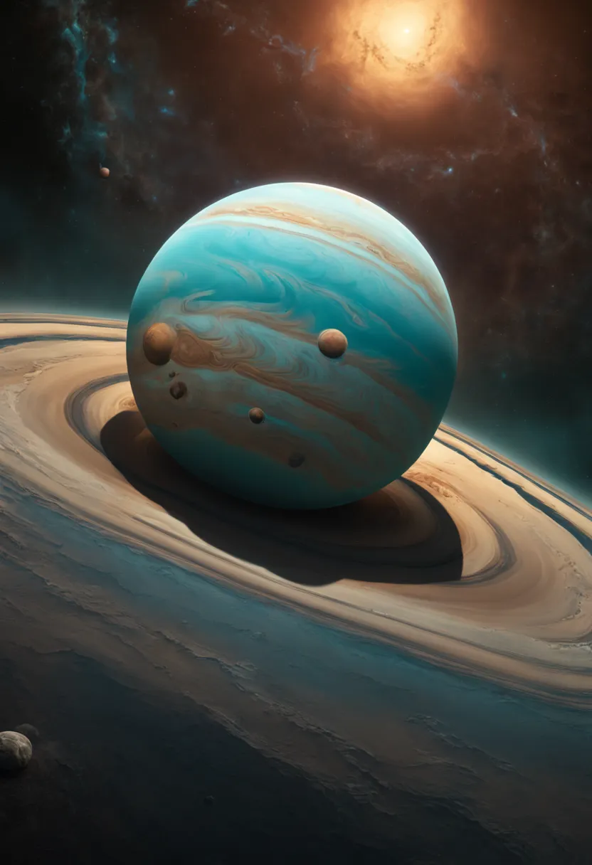 a beautiful realistic representation of Uranus in vivid colors, highres,masterpiece, ultra-detailed, with a photorealistic portr...