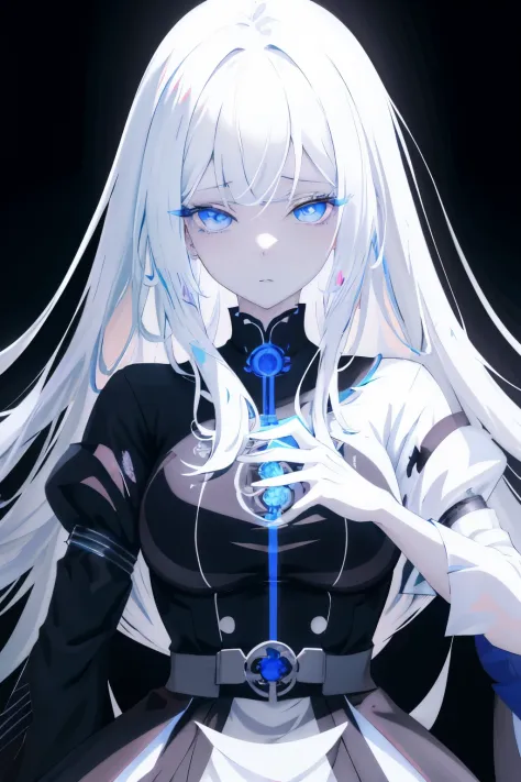 Anime girl with white hair and blue eyes in a black dress, white haired god, detailed digital anime art, Best Anime 4K Kona-chan...