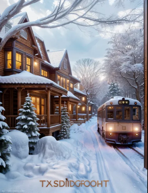 {train|house in nordic| winter,snow landscape}, day, 8k uhd, dslr, soft lighting, high quality, film grain, Fujifilm XT3, The am...