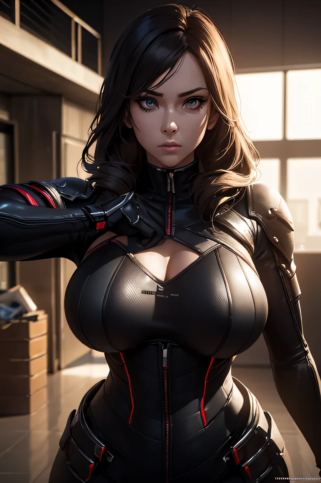 A superheroine, sexy, big breasts, dynamic pose, 3d, (8k), detailed texture,(hyperdetailed), (photo realistic), cinematic light, cinematic action, highly detailed, realistic, Isometric, full body, in frame, driven expression, dark theme, (extremely detailed eyes), detailed symmetric realistic face, extremely detailed natural texture, masterpiece, extremely detailed, amazing, fine detail, rich colors, hyper realistic lifelike texture, dramatic lighting, unreal engine, trending on art station, photo realistic, RAW photo, high quality, high res, sharp focus, extremely detailed, cinematic lighting, 8k, high definition, cinematic, neoprene, unreal engine 5, ultra sharp focus