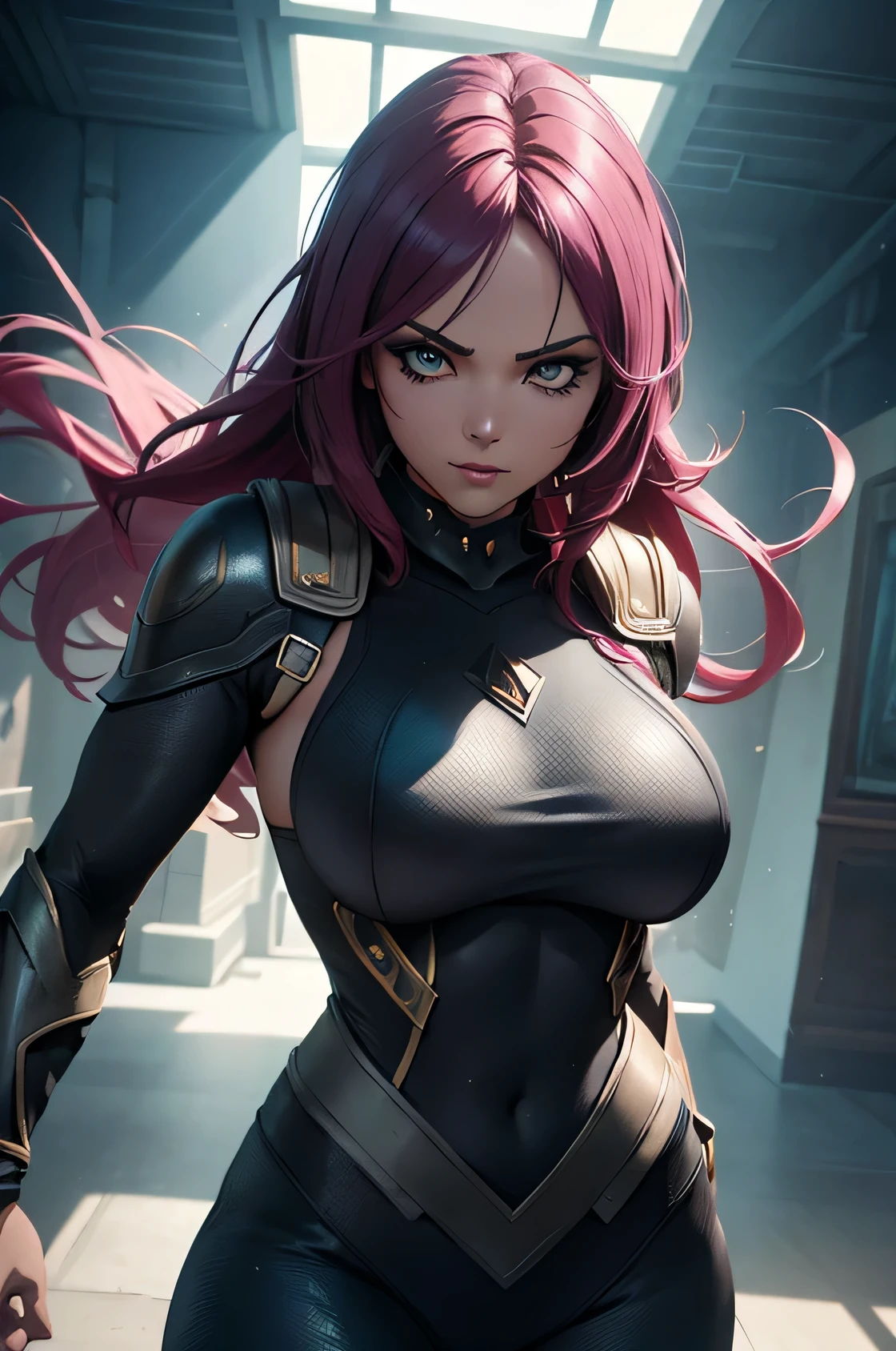 A superheroine, sexy, big breasts, dynamic pose, 3d, (8k), detailed texture,(hyperdetailed), (photo realistic), cinematic light, cinematic action, highly detailed, realistic, Isometric, full body, in frame, driven expression, dark theme, (extremely detailed eyes), detailed symmetric realistic face, extremely detailed natural texture, masterpiece, extremely detailed, amazing, fine detail, rich colors, hyper realistic lifelike texture, dramatic lighting, unreal engine, trending on art station, photo realistic, RAW photo, high quality, high res, sharp focus, extremely detailed, cinematic lighting, 8k, high definition, cinematic, neoprene, unreal engine 5, ultra sharp focus