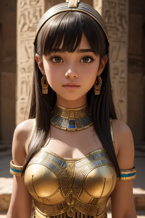 Cute teen girl in ancient Egyptian mini dress, accurate, high resolution, top quality, Award-winning, depth of field, high detai...