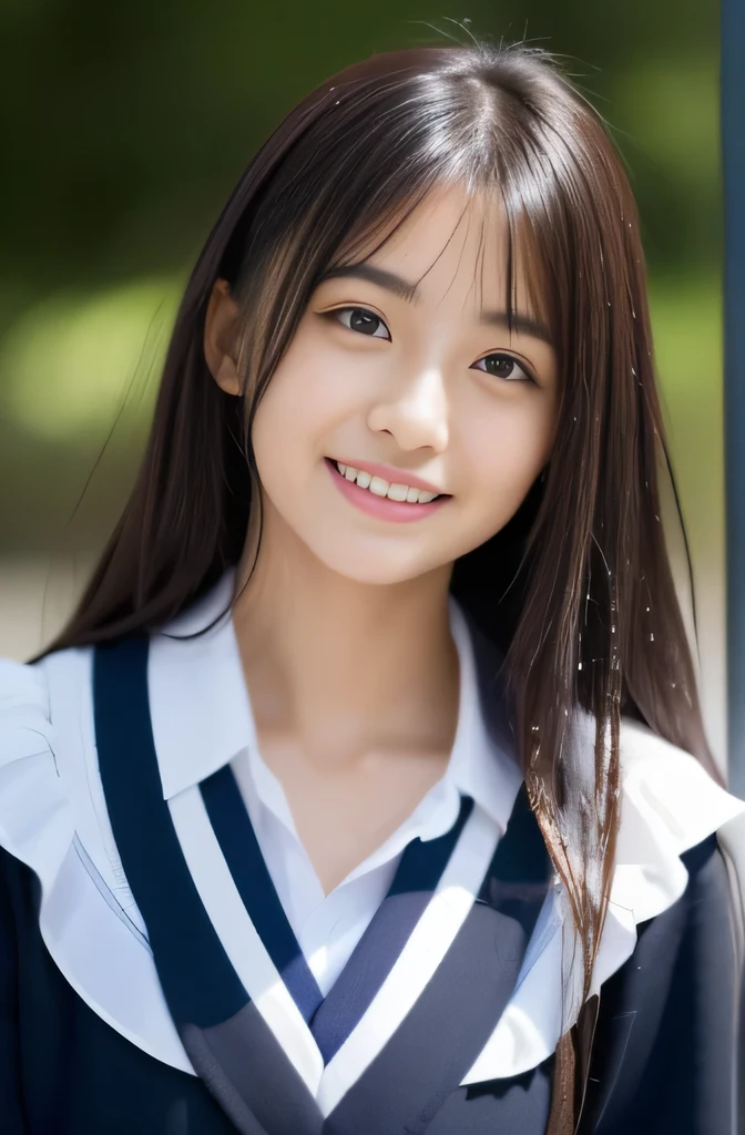 A close up of a young woman wearing a uniform posing for a picture ...