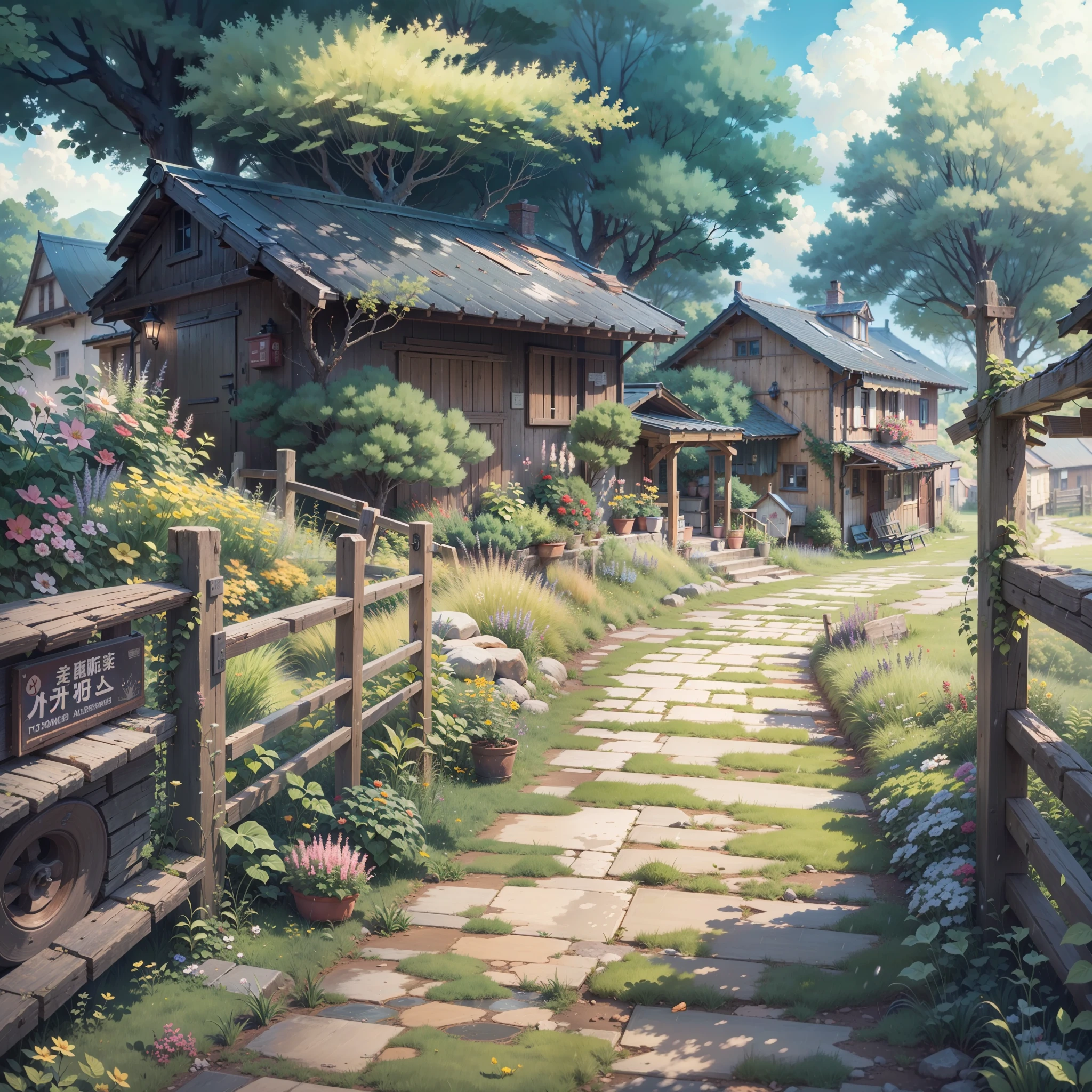 anime scenery of a village with a path and a house, anime countryside landscape, anime background art, beautiful anime scenery, beautiful anime scene, anime landscape, anime scenery, painted in anime painter studio, anime scenery concept art, anime nature, anime beautiful peace scene, anime landscape wallpaper, beautiful anime artwork, scenery artwork, anime lush john 8k woods, raining, gloomy weather, narrow compact street