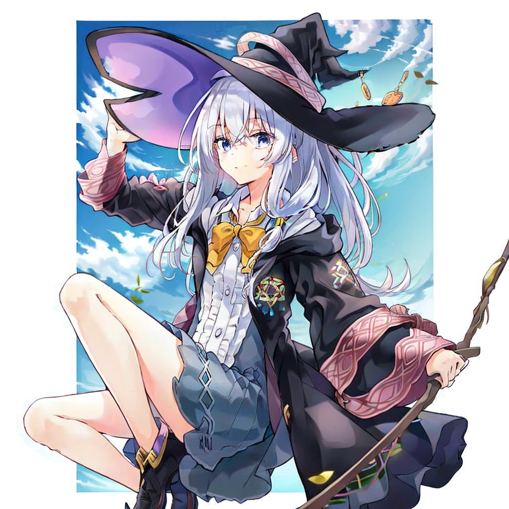 Anime girl wearing hat and bow, flirty anime witch casting magic - SeaArt AI