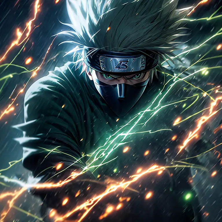 Anime icon, Kakashi, dons the Green Lantern suit, empowers his hands with radiant energy, Naruto Universe, Kakashi Hatake Green ...