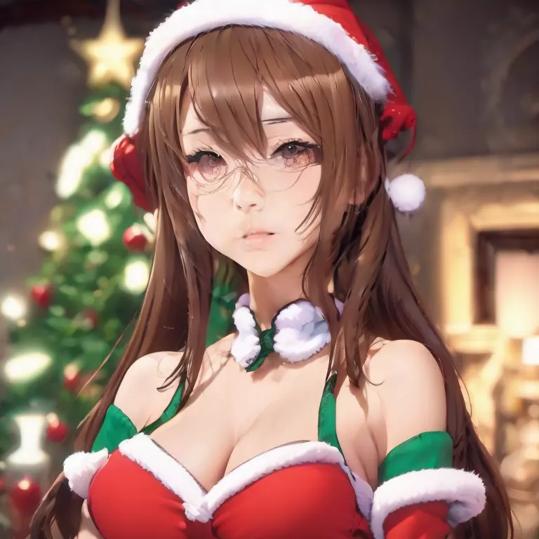 young anime style realgirl in christmas outfit v-shaped bra pantycute,seductive,cuty pie looking,hot,cute girl,4k,8k,fhd,bending...