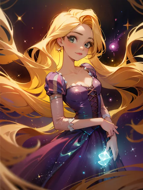 bioluminescent shiny glow, beautiful girl in flowing ballgown dress, galaxy style dress, galaxy glow, sparkling, ethereal, fluff...