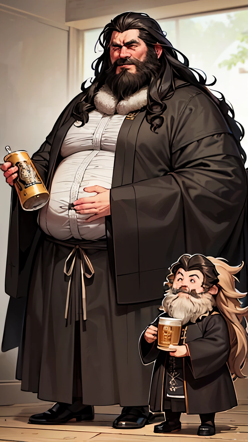 A close up of a cartoon of a man with a beard and a beardless man holding a  beer - SeaArt AI