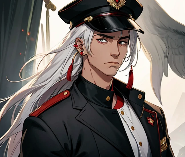 Jōno is a young man who has white hair with tips that fade into red. Along with his Hunting Dogs uniform, he wears a long earring with a bell attached to it on his right ear.