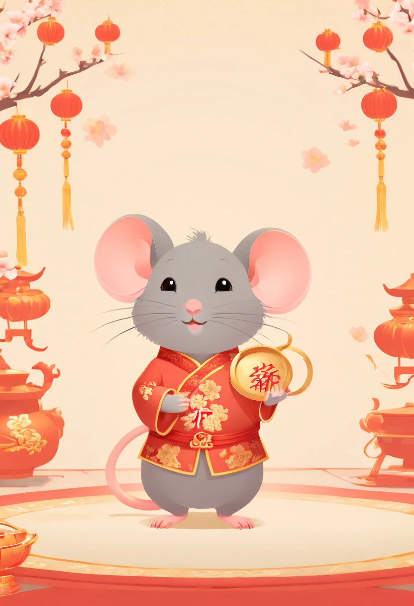 Chinese new year style, A cute mouse, intricate, Soft Color palette, (best  quality - SeaArt AI