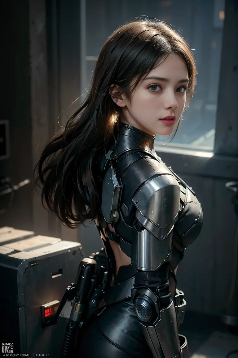 Best quality, super high resolution, beautiful girl as a doomsday killer, (holding very detailed futuristic technology firearms)...