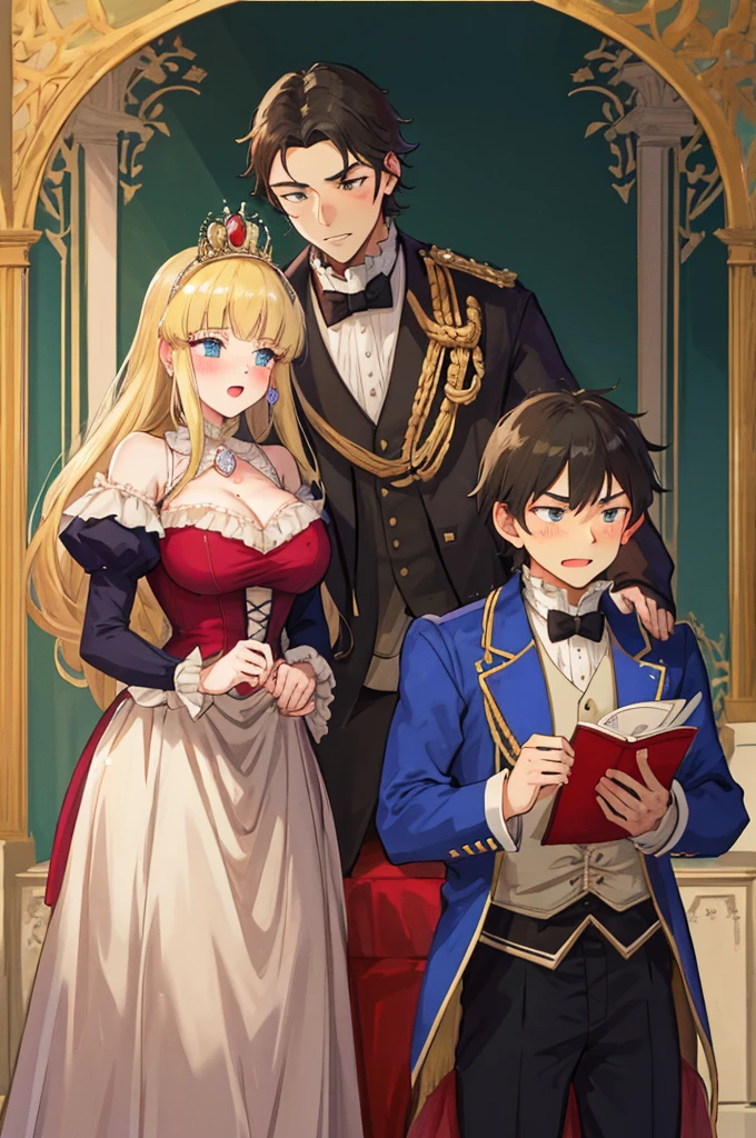 a man，A woman with big ，a couple，heterosexuality，young prince and princess，victorian style，Dating，