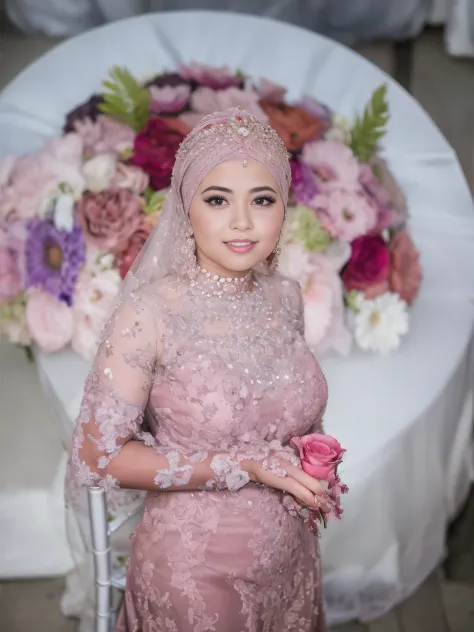 arafed woman in a pink dress and a tiable holding a flower, bride, taken with canon 5d mk4, siya oum, captured on canon eos r 6, taken with canon eos 5 d mark iv, shot with canon eoa 6 d mark ii, beautiful woman, inspired by Nazmi Ziya Güran, wedding, shot...