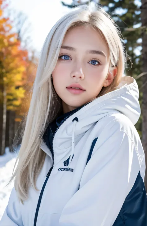 １４caucasian model at the age, standing full body photo,（(clean clothes)), wearing snowboarding clothes, natural light, pretty ca...