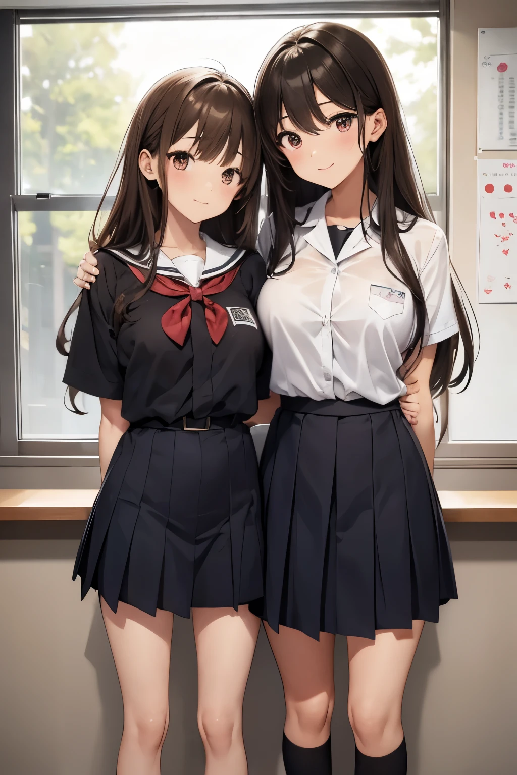 High Quality Anime Full Body Two Girls Japanese Cute Seaart Ai