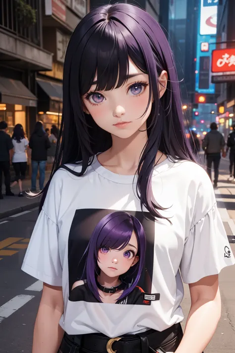 camisetas sin mangas, joven 1chica, solo, sakifuwa, ojos vidriosos, cabello muy largo, cola de caballo, ojos naranjas, pelo negr...