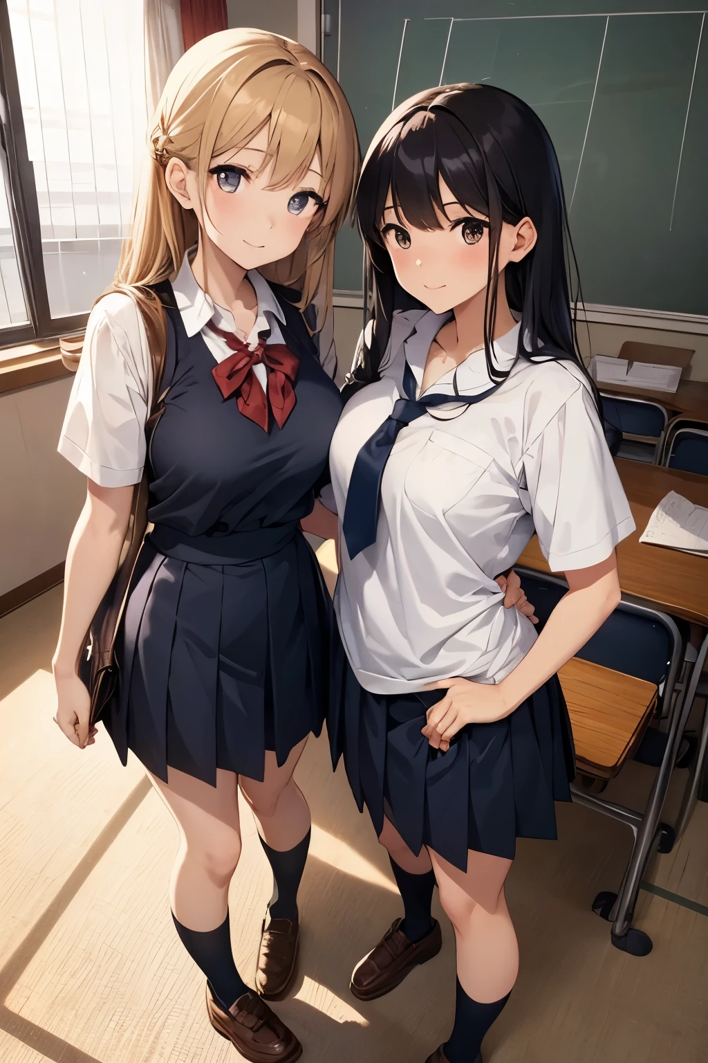 Anime characters posing for a picture in a classroom - SeaArt AI