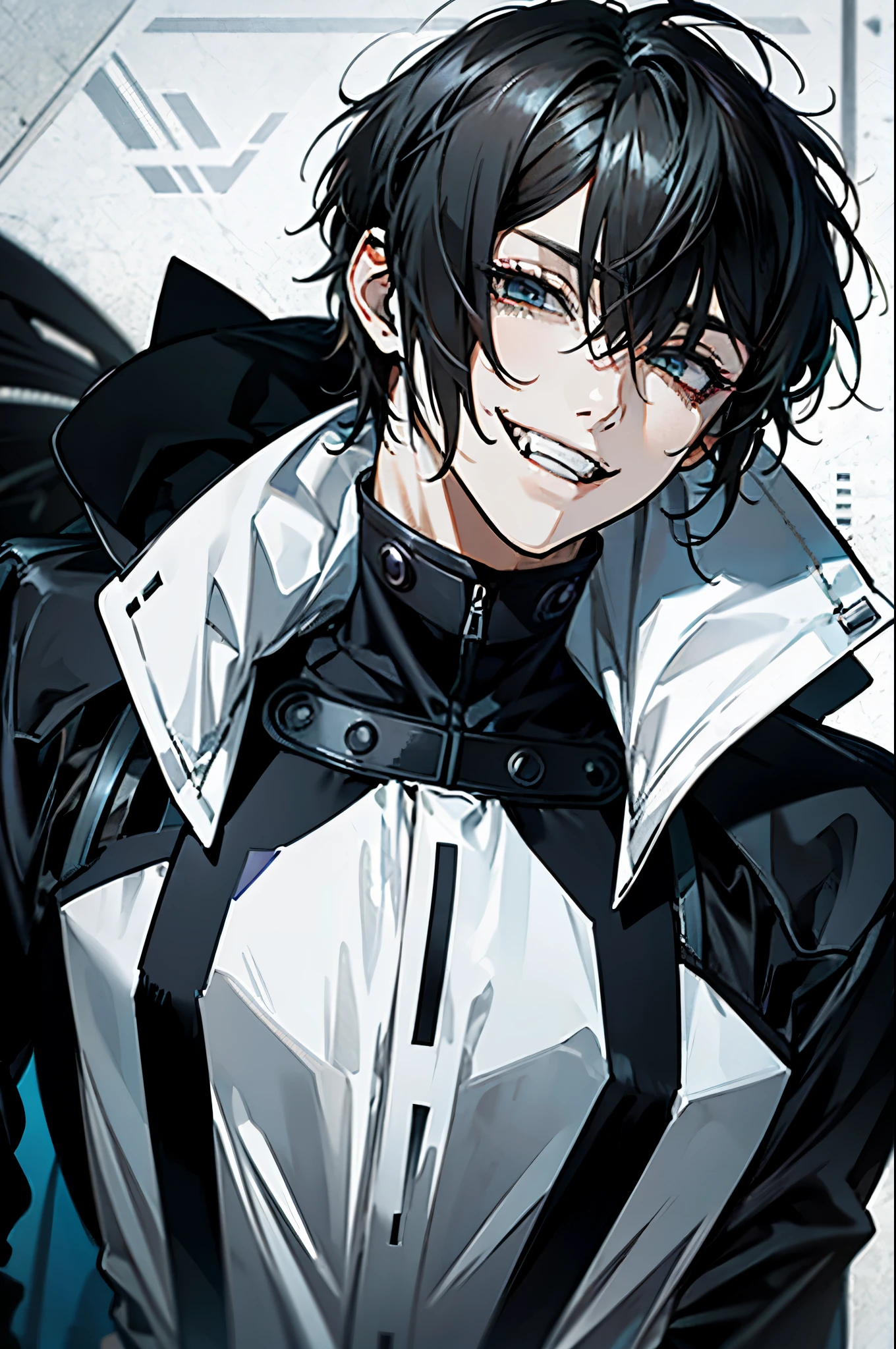 Anime - style image of a man with a black and white jacket - SeaArt AI