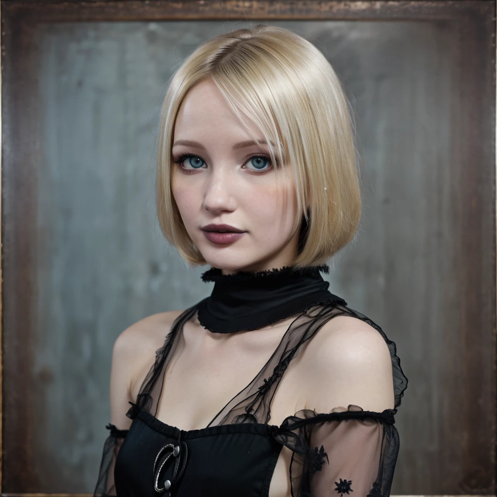 full body]] picture of Emily Browning as goth girl with left side blonde  hair - SeaArt AI