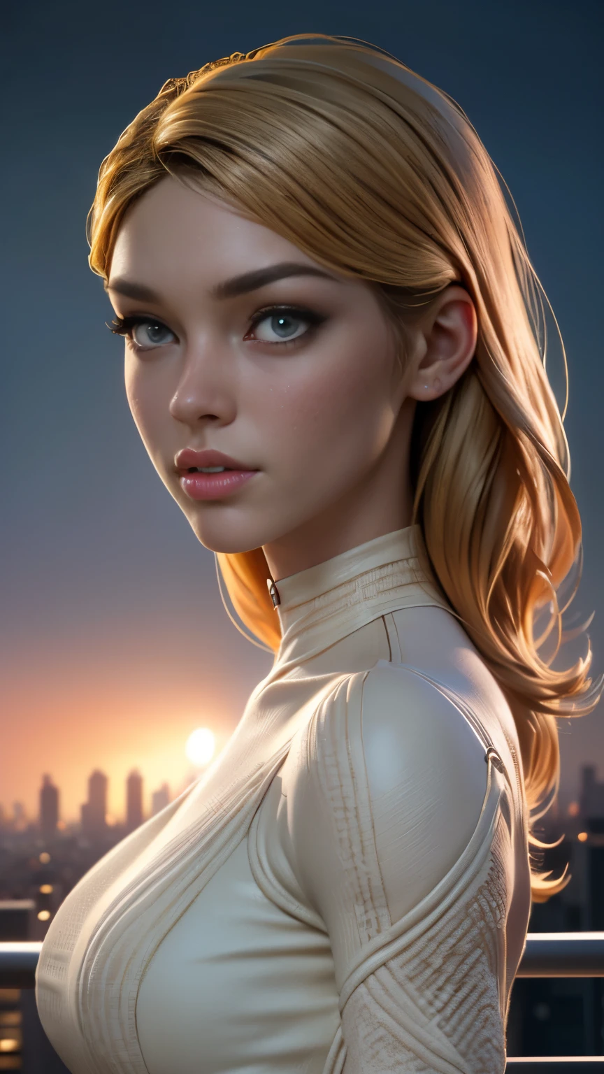 photo of Adrianne Palicki, RAW, beautiful woman, ((portrait)), ((detailed face:1.2)), ((detailed facial feature, detailed skin, clear skin), (perfect proportioned body), (wearing a bodycon dress) (high detailed city environment, apartment balcony), (realistic photo, best quality, detailed), (8k wallpaper), (cinematic lighting, dramatic lighting) (sharp focus, intricate)