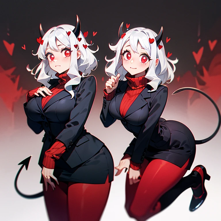 htmodeus
heart-shaped pupils
formal
black jacket
red sweater
turtleneck
sleeves past wrists
black skirt
red pantyhose modeus(helltaker) modeus, horns, heart, demon girl, demon horns, heart-shaped pupils, symbol-shaped pupils, black horns, medium hair, large breasts, demon tail, sweater, red sweater, tail, ribbed sweater, long sleeves, turtleneck, jacket, formal, suit, tetas, muslos, cuerpazo, mirando, looking at viewer, sonrojada, mejillas rojas, apretada, cuerpo completo, hig cuality, mejor calidad, calidad 4k