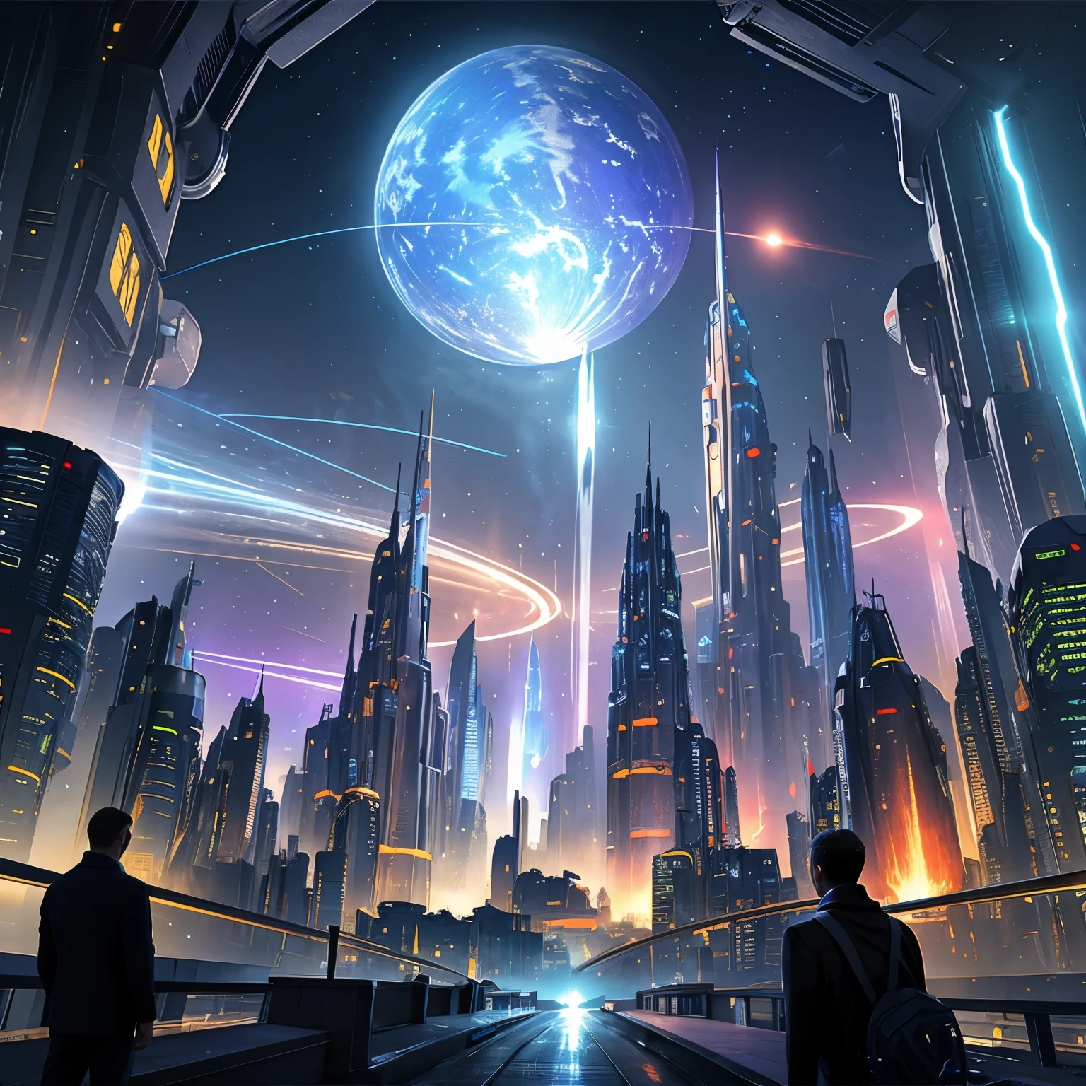 ((top quality, 8k, masterpiece: 1.3))，futuristic city，Time and space concept art，Fantasy sense of future technology，High-tech blue shift rendering，Large scenes，16k resolution concept art，8K resolution concept art，8K concept art，8k high detail concept art，Fantasy sci-fi city，Atmospheric concept art，8K concept art，colorful glare，Metaverse space scene，Lines of light，Dynamic，Beautiful sense of technology，Light painting rendering，nobody