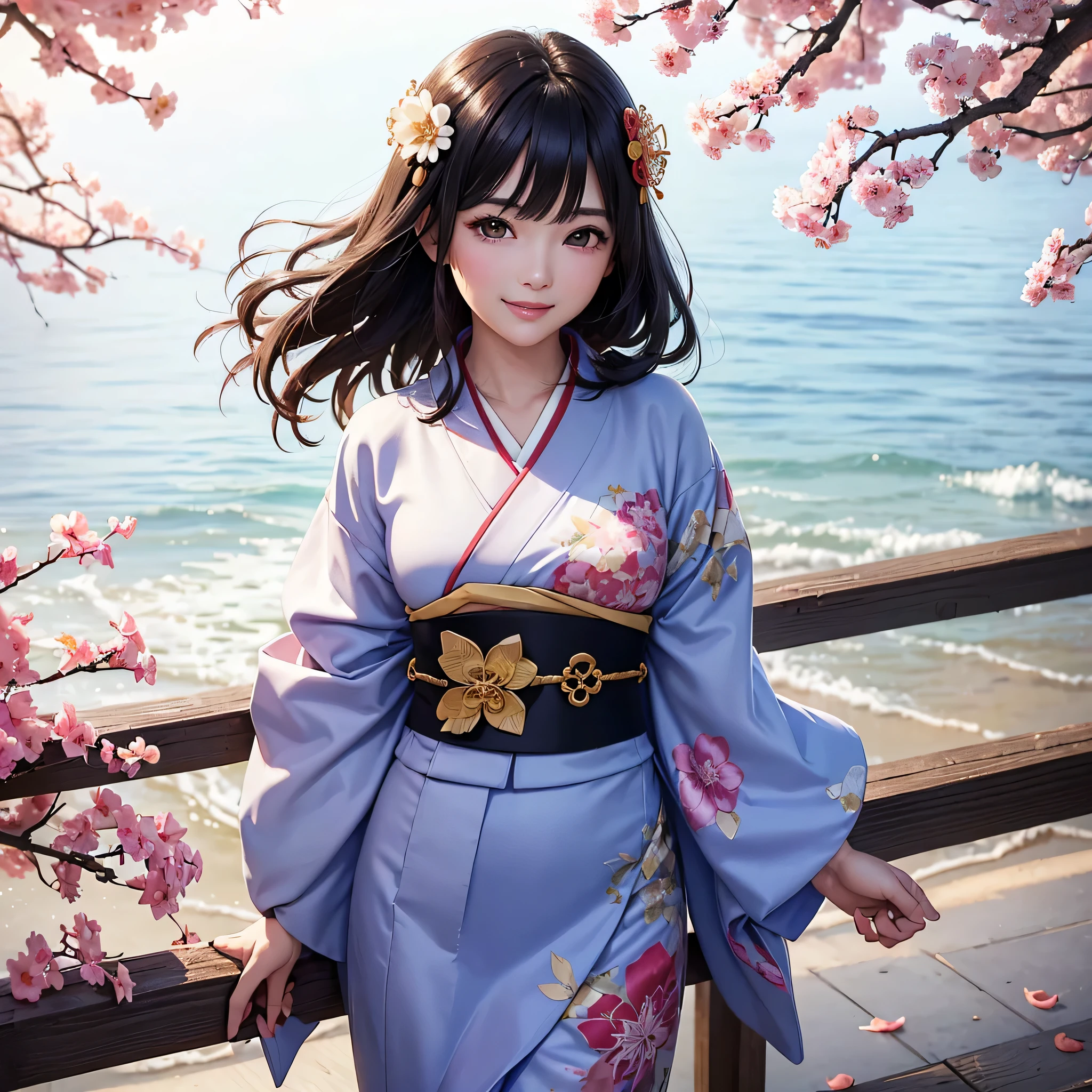 (Super schöne Frau im Kimono)、((höchste Qualität、8k Meisterwerk:1.3))、scharfer Fokus:1.2、(superschönes Gesicht:1.0)、(Glänzende Haut:1.0)、realistische Bilder、schwarzhaarig、Videoschreiben、Hochauflösende Augen und Gesicht、Videoschreiben、japanische Schauspielerin、von vorne、mittlere Brust、mit einem glücklichen Lächeln、einen Kimono tragen、unter den Herbstblättern、hochwertigster Obi