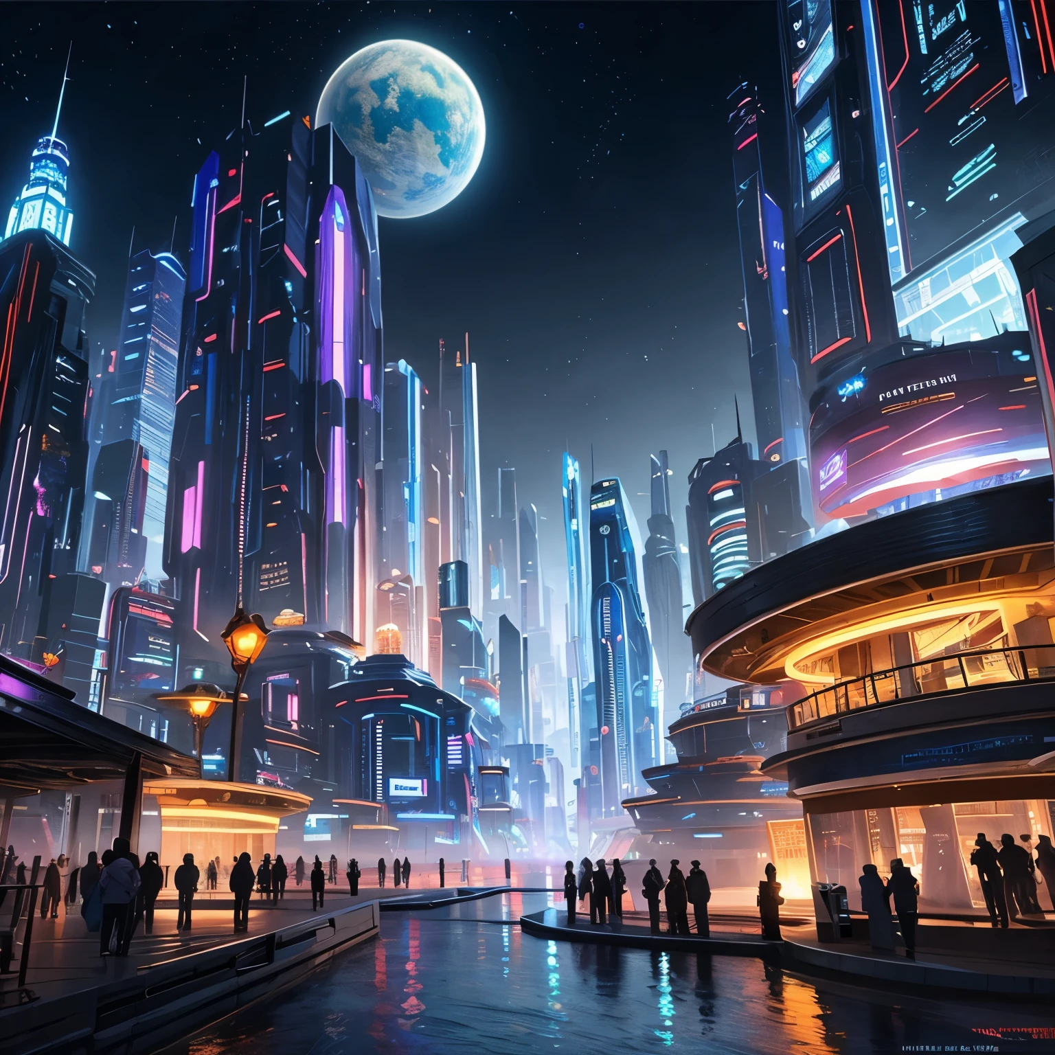 ((top quality, 8k, masterpiece: 1.3)), futuristic city，Time and space concept art，Large scenes，16k resolution concept art，8K resolution concept art，8K concept art，8k high detail concept art，Fantasy sci-fi city，Atmospheric concept art，8K concept art