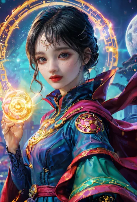 Sparkling, Marvel Universe Doctor Strange world, ((1 beautiful girl wearing Doctor Strange clothes: 1.2, sweet smile: 1.2)), the...