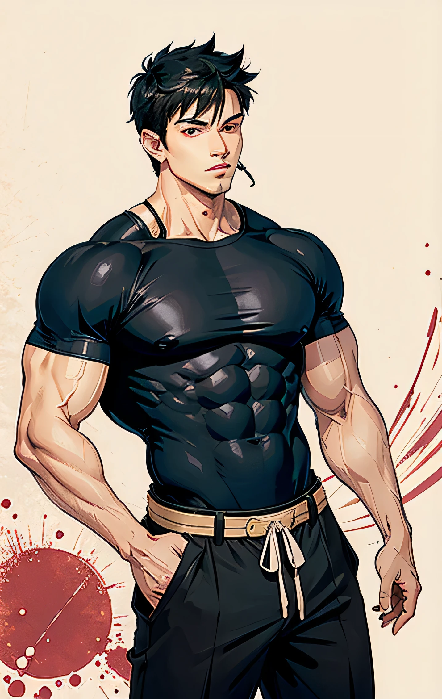 Anime character with a muscular body and a belt - SeaArt AI