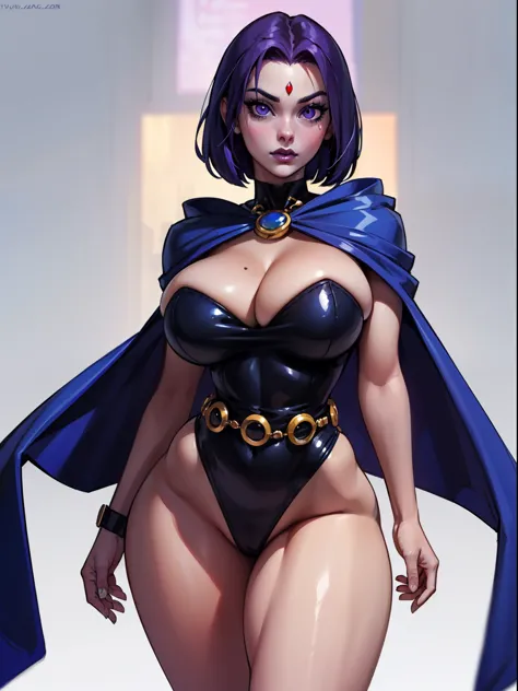 (Shadman art:1.2), (big blissful eyes:1.2), (reclined), (curvy body:1.2), (highly detailed:1.2), (detailed face and eyes:1.2), (huge breasts:1.2), (busty), (deep cleavage), (breasts bulging:1.3),1girl,solo,RavenTT, dynamic post ,navy-blue cloak, brooch, le...