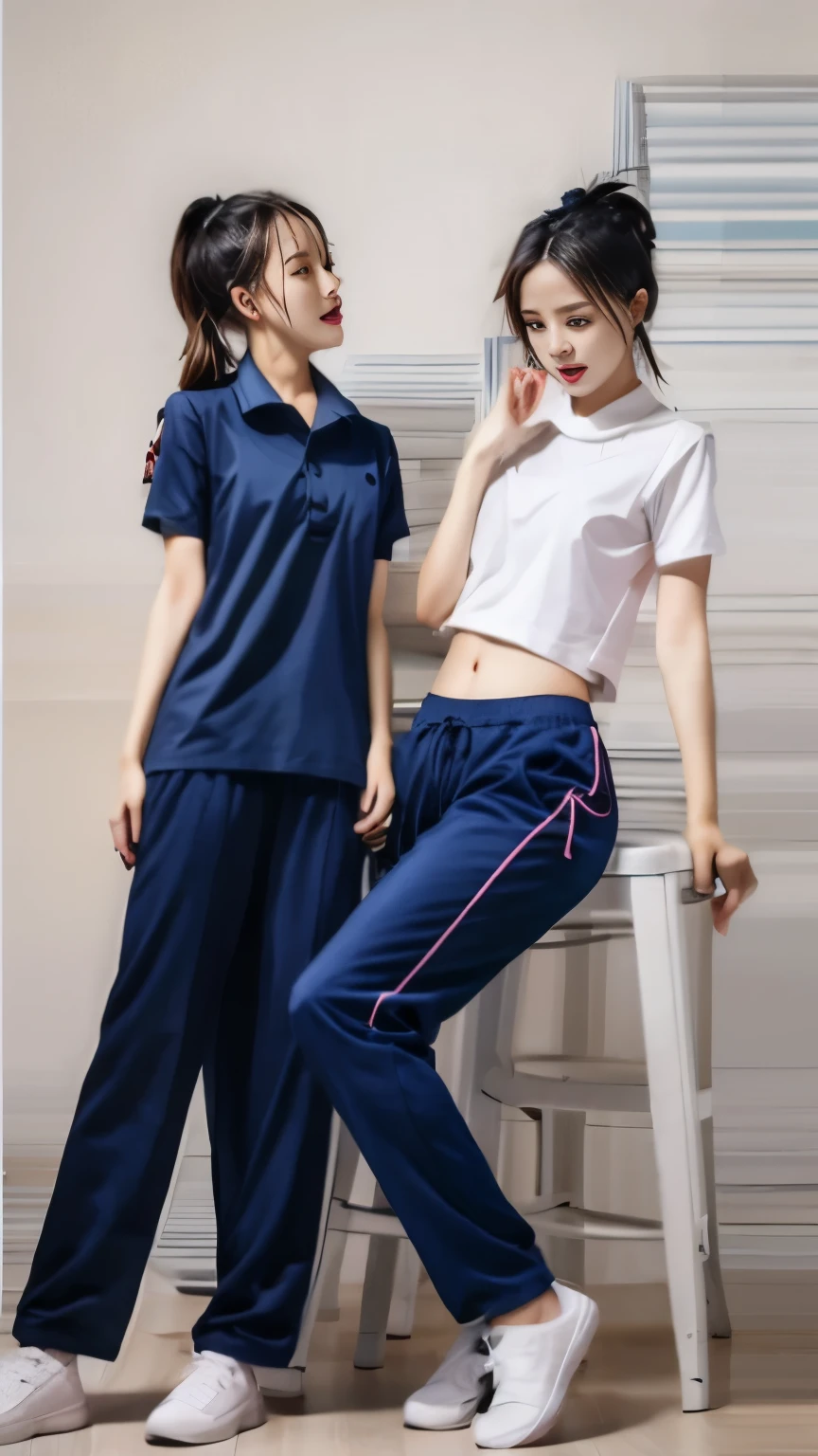 Two women in scrub suits posing for a photo - SeaArt AI