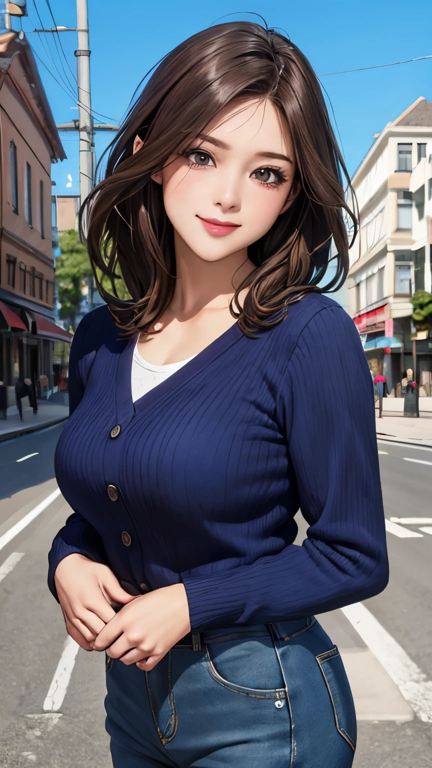 masutepiece, Best Quality, Illustration, Ultra-detailed, finely detail, hight resolution, 8K Wallpaper, Perfect dynamic composition, Beautiful detailed eyes, doress,Medium Hair,  Natural Color Lip, Random and sexy poses,Smile,Aoyama Street Walk、20 years girl