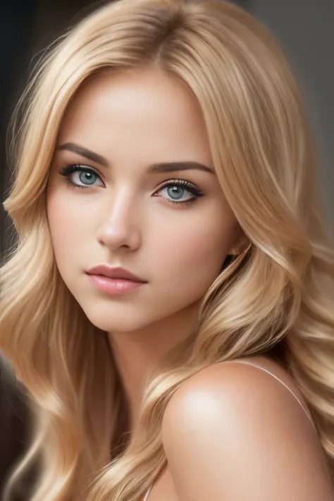 photo of young and beautiful woman blonde hair that falls gently