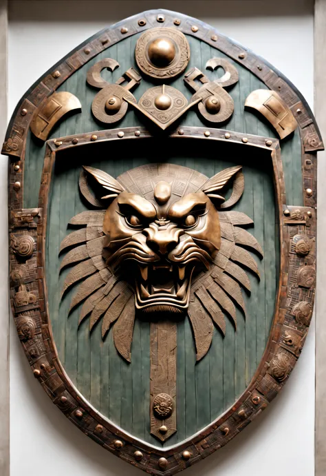 Shield design，Dundun of Shang and Zhou Dynasties，Shield from Shang and Zhou dynasties，Mostly used in vehicle and infantry battles，Use wood、Made of leather or woven with rattan，Approximately rectangular shape，Front bronze shield，have、Lion face etc.，All look...