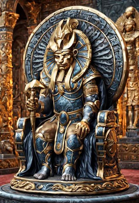 3D rendering（Oval shield placed on the ornate solid gold king&#39;s throne：1.37），（T is a very clear engraving line：1.2），Comes with a thick wrist strap，Shang and Zhou shields，Mostly used in vehicle combat and infantry combat，（Made of gold gold and iron，）Sha...